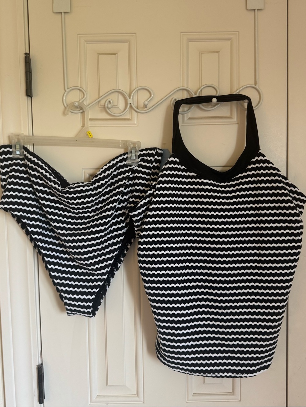 Lands' End Black & White 2PC Tankini NWT sz 18